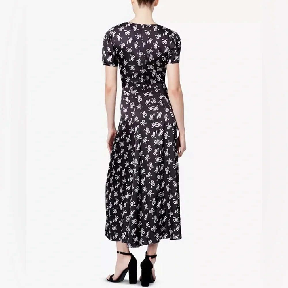 Betsey Johnson Classic Bow Print A-Line Satin Midi Dress in size 10 - Picture 3 of 5